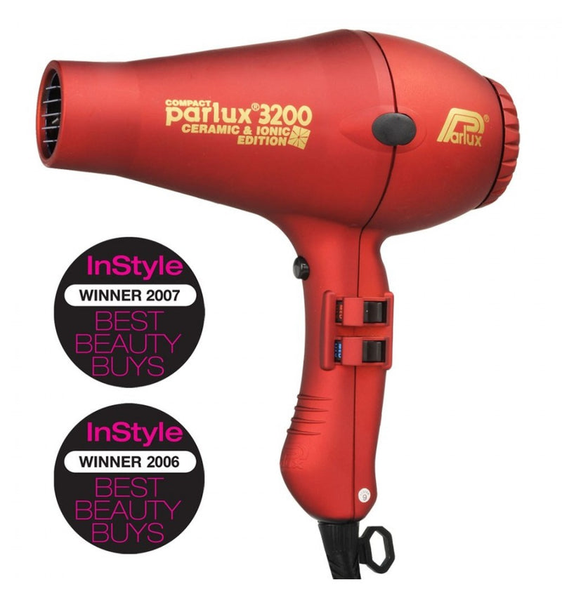 Parlux 3200 Ionic + Ceramic Compact Dryer Red