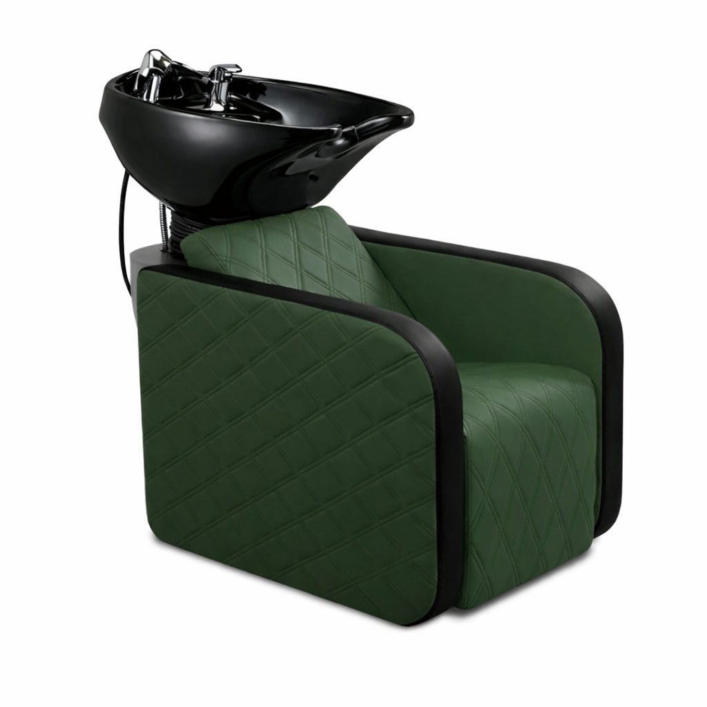 Karma Complete Shampoo Unit Clunes Manual Green with Pattern & Black Standard Basin 03151701MP - SB