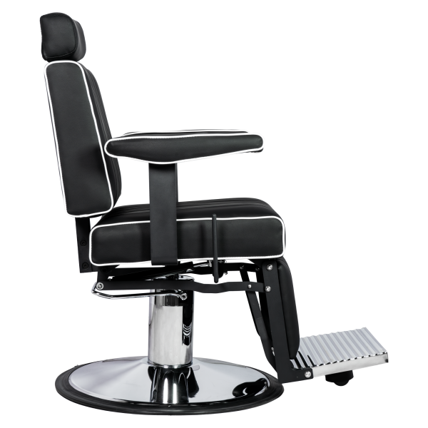 Karma Nerang Barber Chair Black & Chrome with White Piping 04150102WP - image 3