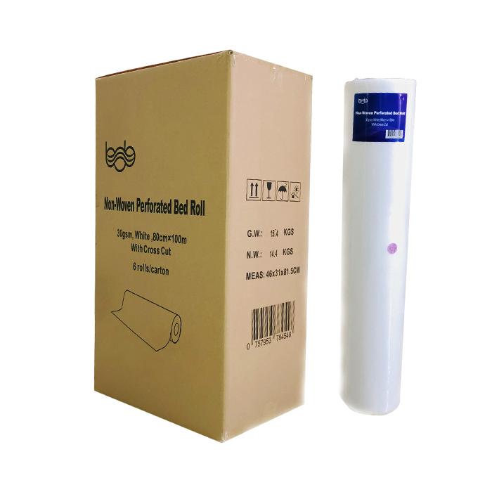 Carton of 6x Bob Premium Disposable Bed Roll Non-Woven Perforated without Crosscut 80cm x 200cm - 300 Sheets in Total