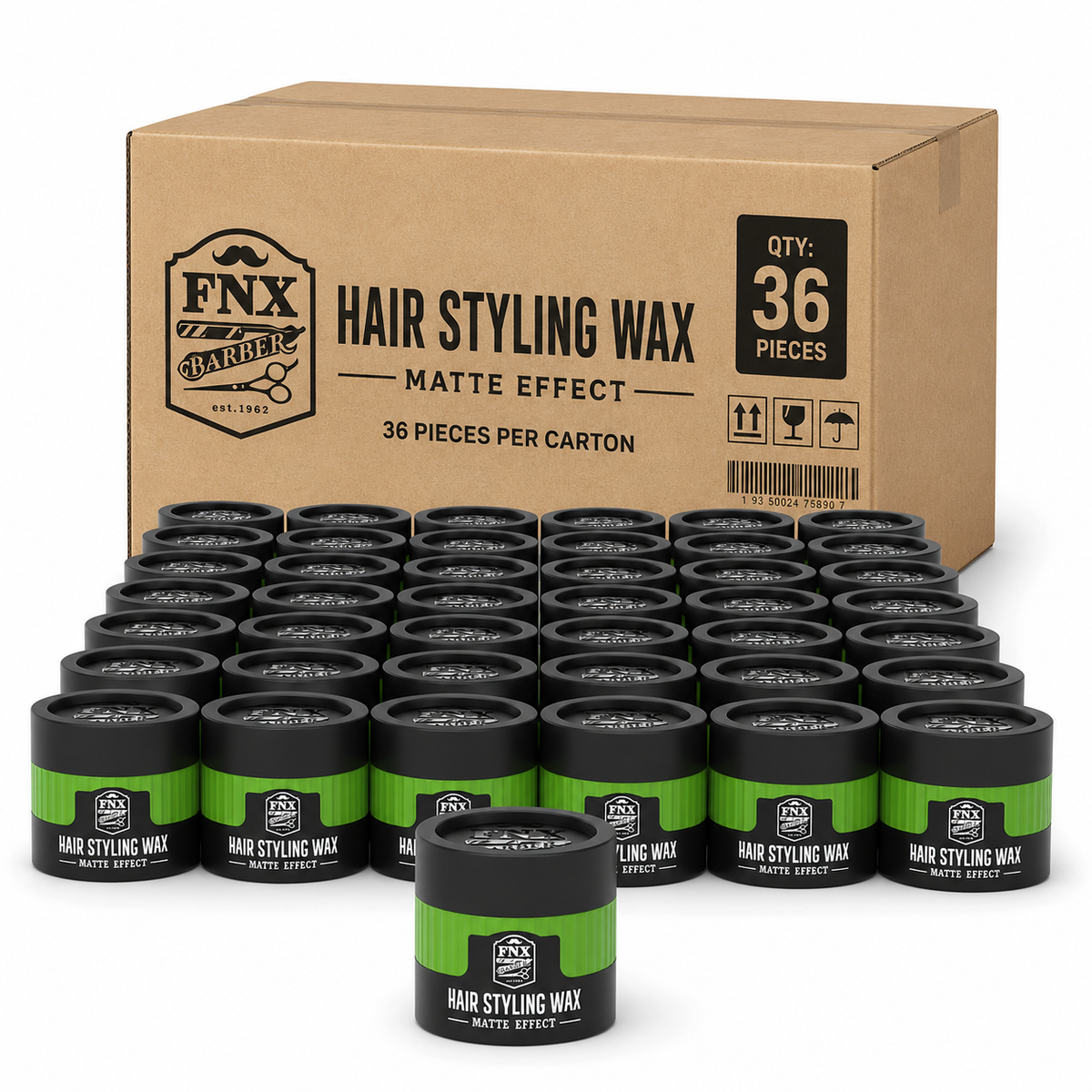 36x Fonex FNX Barber Matte Effect Hair Styling Wax 150ml – Professional Matte Hold Wax (Carton Deal)