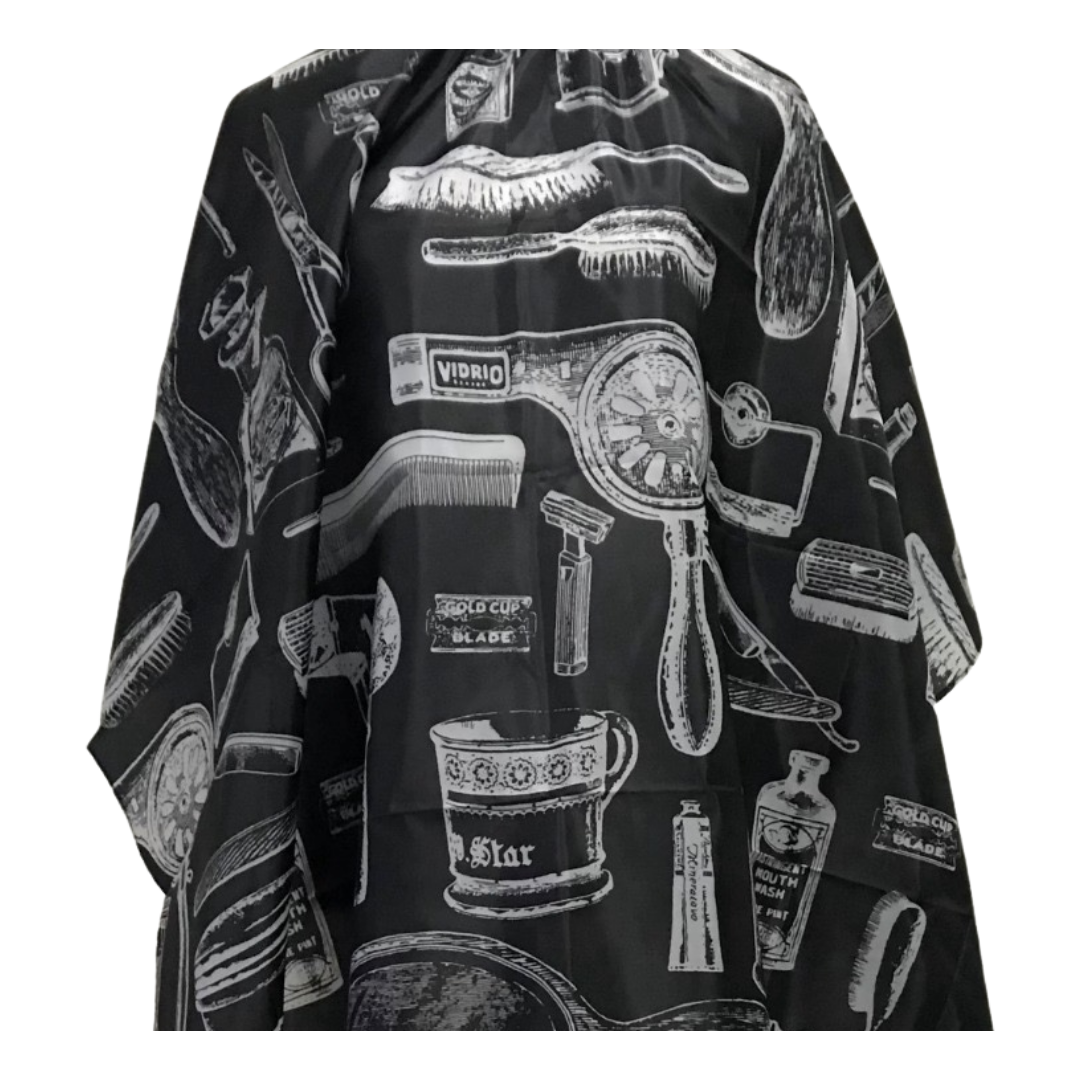 Bob Barber Haircutting Fashion Cape #E - Black Tools