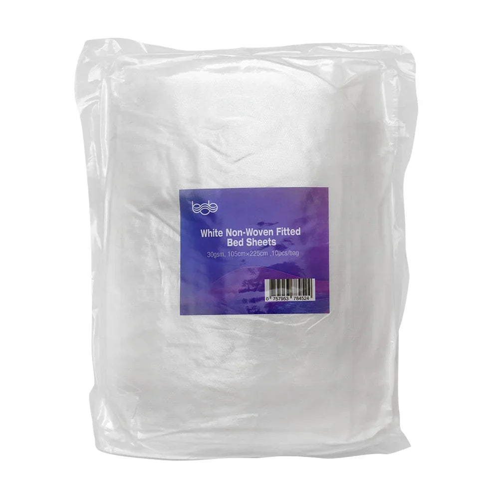 Carton of 10x Bob Fitted Bed Sheets Non-Woven White 10pk