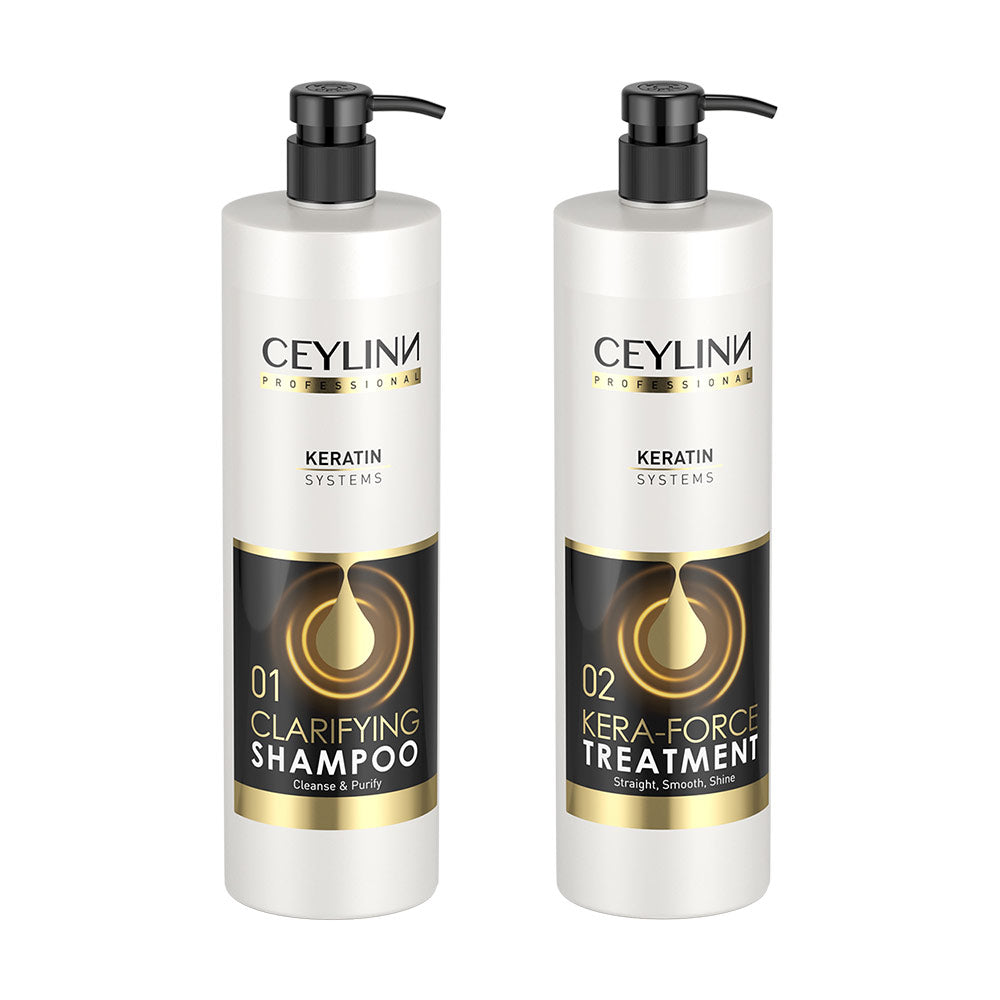 Ceylinn Keratin Straightening Treatment Hair Smoothing Kit 1L (Includes Clarifying Shampoo & Treatment)