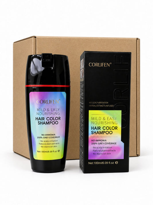 Carton of 12x CORLIFEN Permanent Ammonia-Free Vegan Hair and Beard Colouring Shampoo 180ml - Dark Brown