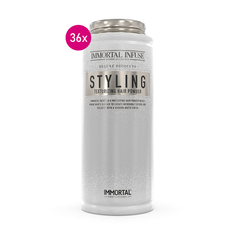 Immortal Infuse Hair Styling Powder 30gr White - Bonus 33% Free - 36 Piece with Display Stand