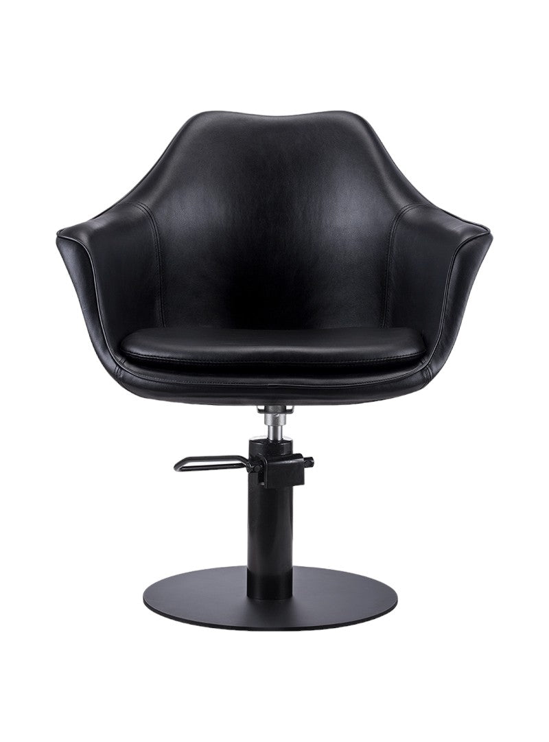 Karma Cronulla Salon Chair 02050101 - Black with Black Round Base & Black Pump