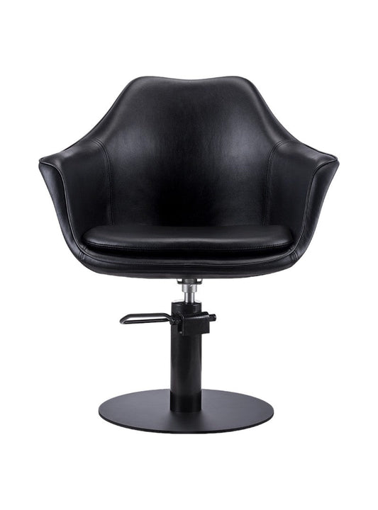 Karma Cronulla Salon Chair 02050101 - Black with Black Round Base & Black Pump