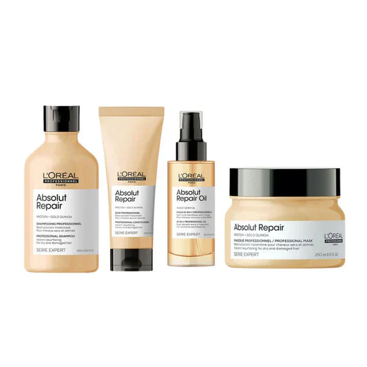 L'Oreal Professionnel Serie Expert Absolut Repair Shampoo, Conditioner, Repair Oil & Resurfacing Mask Quad Pack