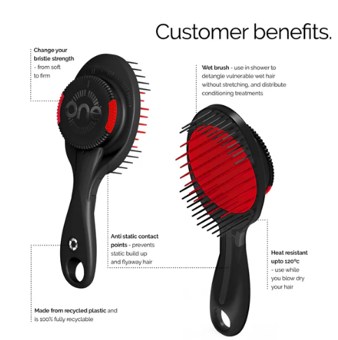 TUFT Diamond Plus 1inch Hair Straightener 200W Black & Red with One Brush Gift Set - image 3
