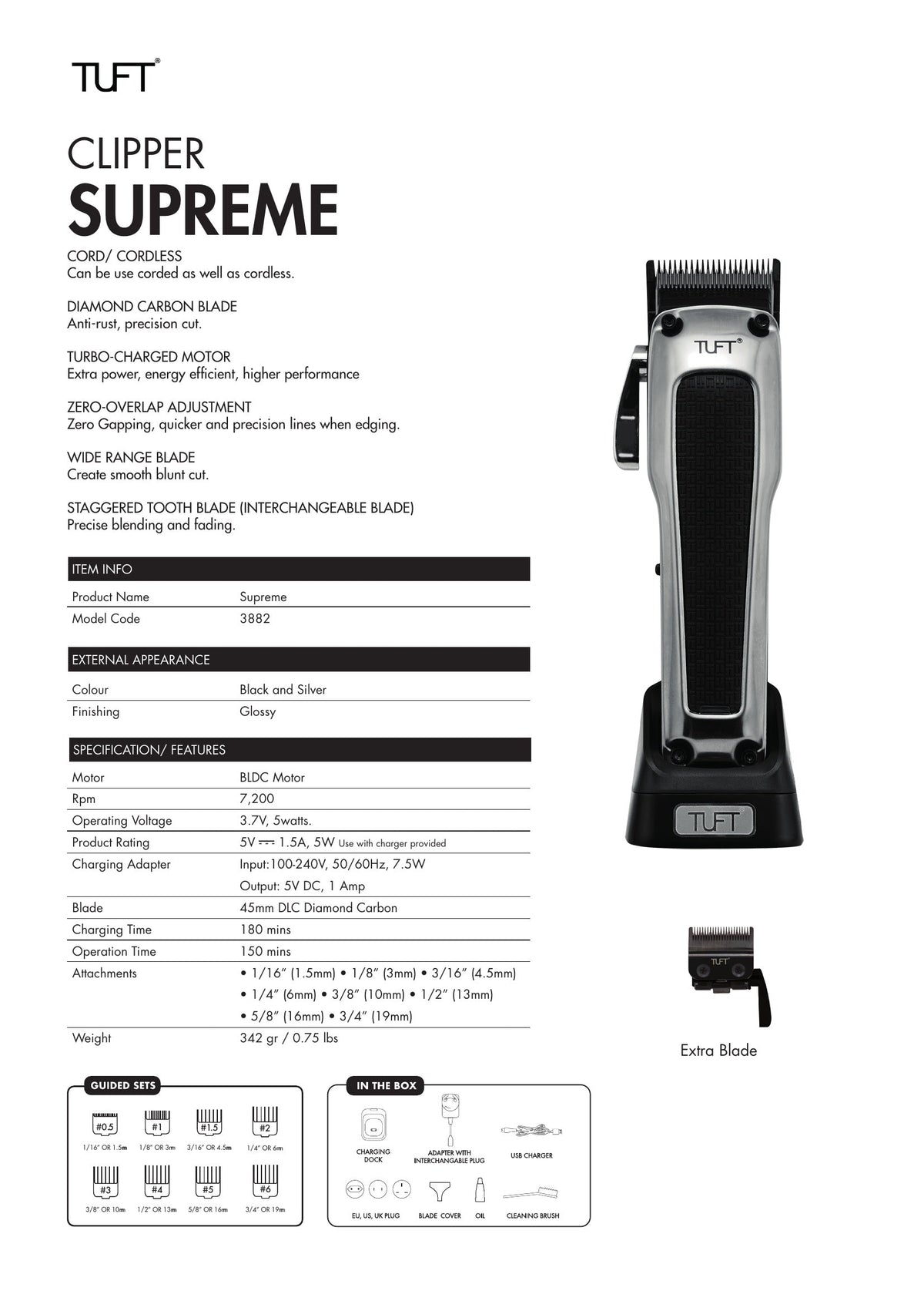 TUFT Supreme Professional Cordless Clipper - Gold - image 2