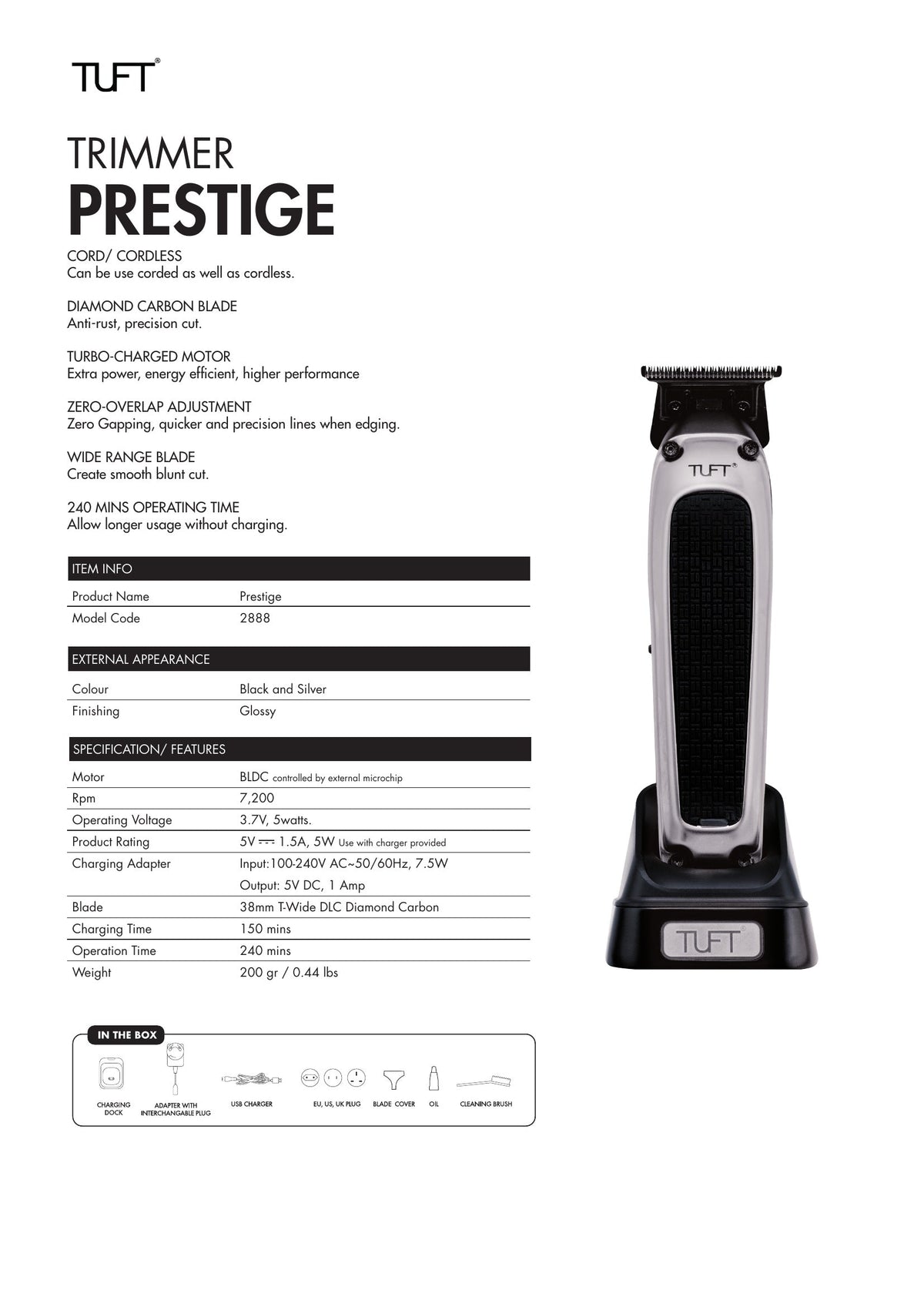 TUFT Prestige Professional Cordless Trimmer - Gold - image 2