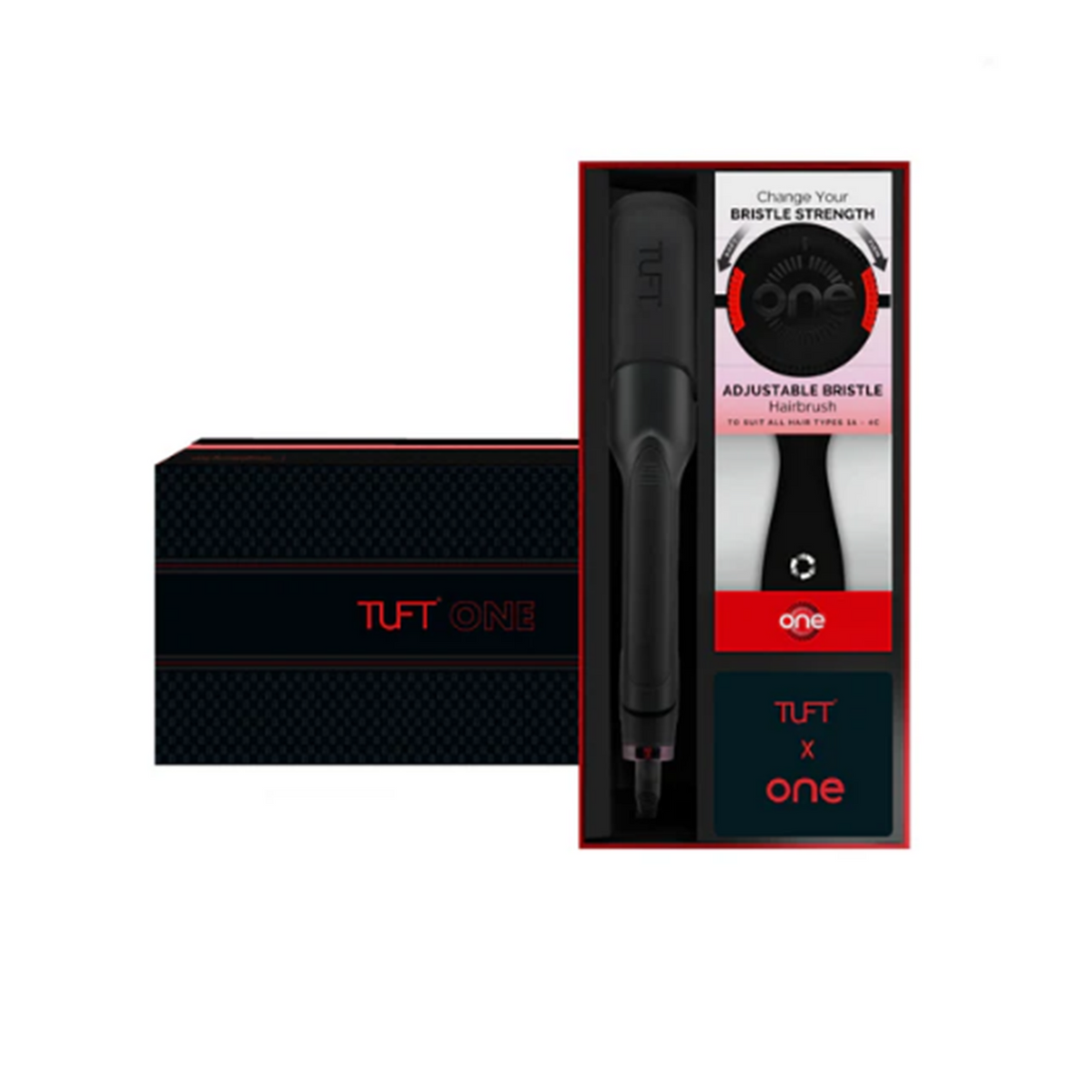 TUFT Diamond Plus 2inch Hair Straightener 200W Black & Red with One Brush Gift Set