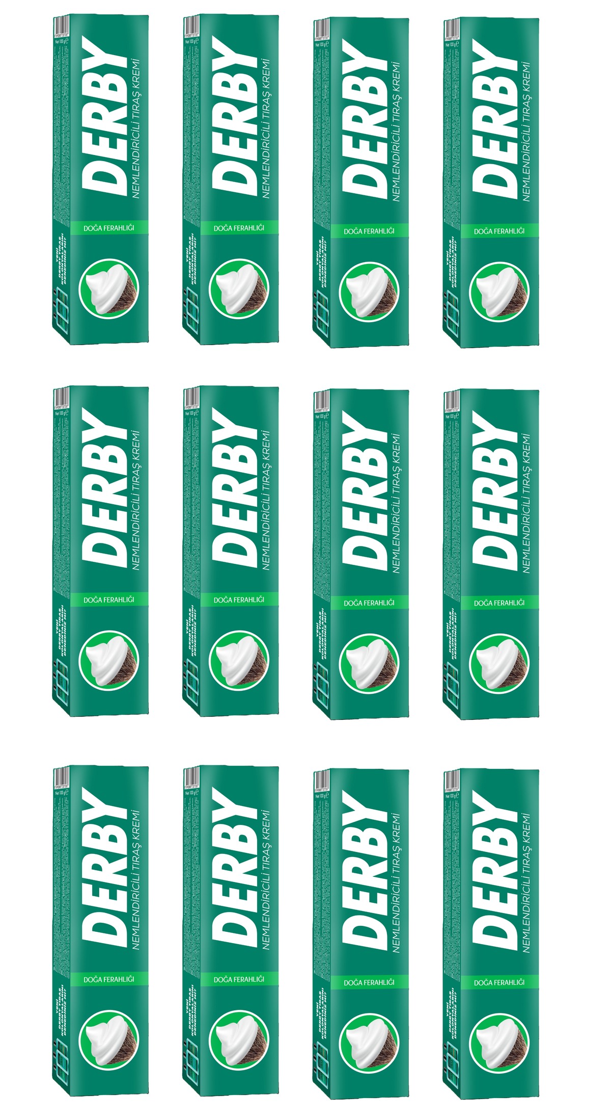 Derby Shaving Cream 12 Pack Bundle - Professional Turkish Shaving Cream Tube 100g - Natural Scent