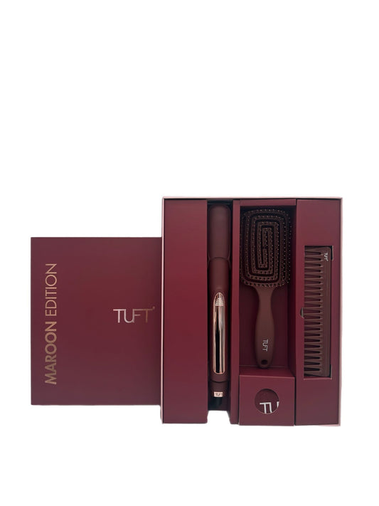 TUFT Diamond Plus 1 inch Hair Straightener Maroon Edition Gift Set by Tuft