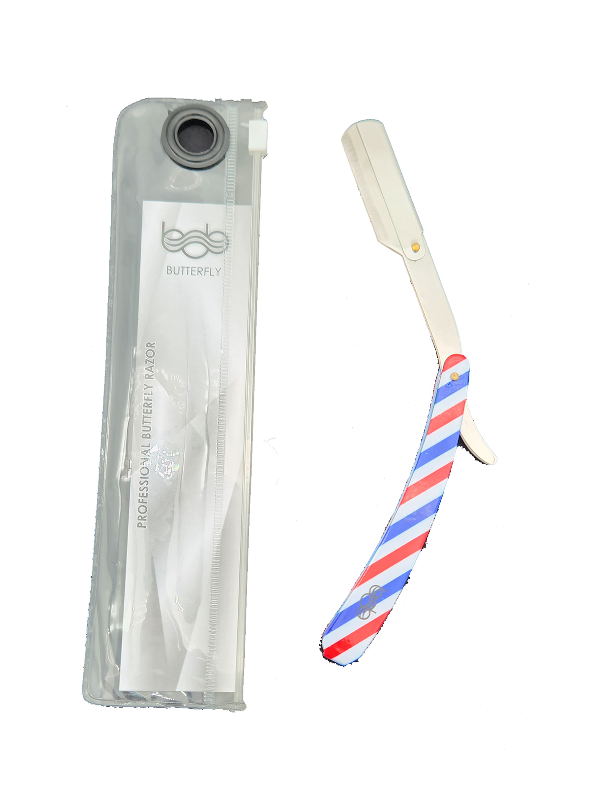 BOB Butterfly Metal Handle Cut Throat Shaving Razor - Barber Pole - image 2