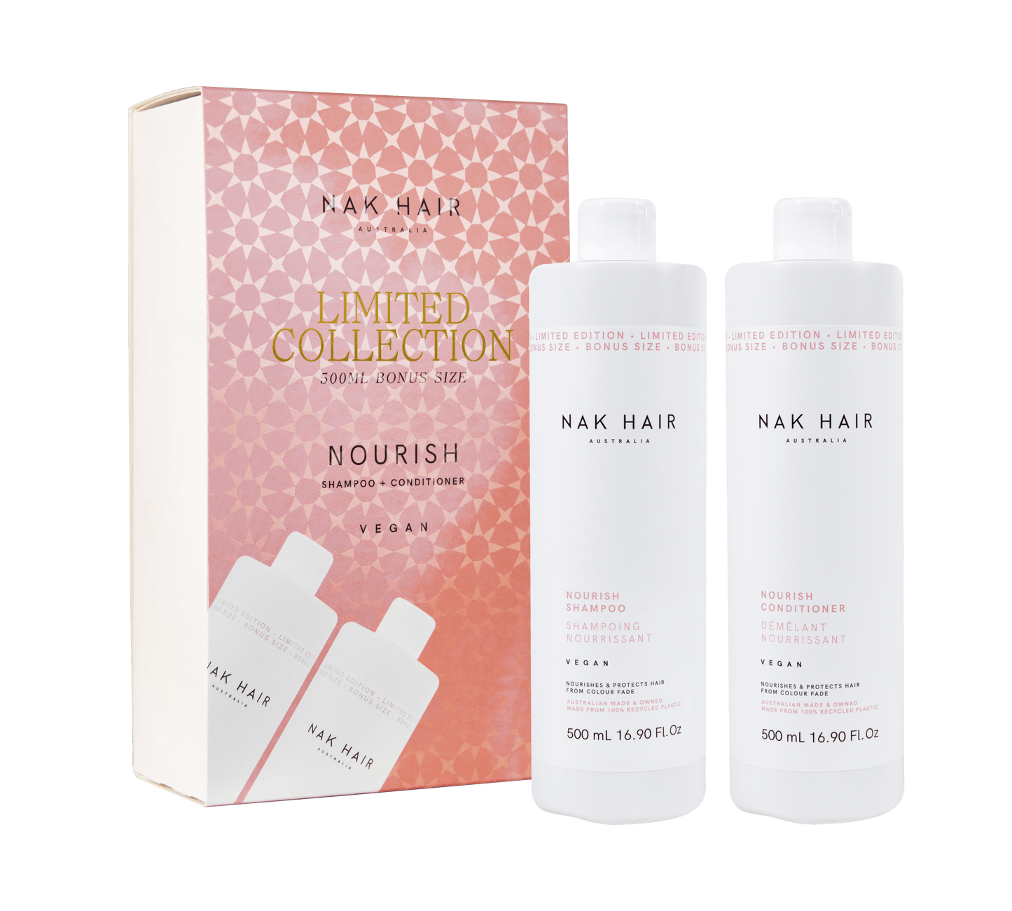 NAK  Nourish Shampoo and Conditioner 500ml Duo