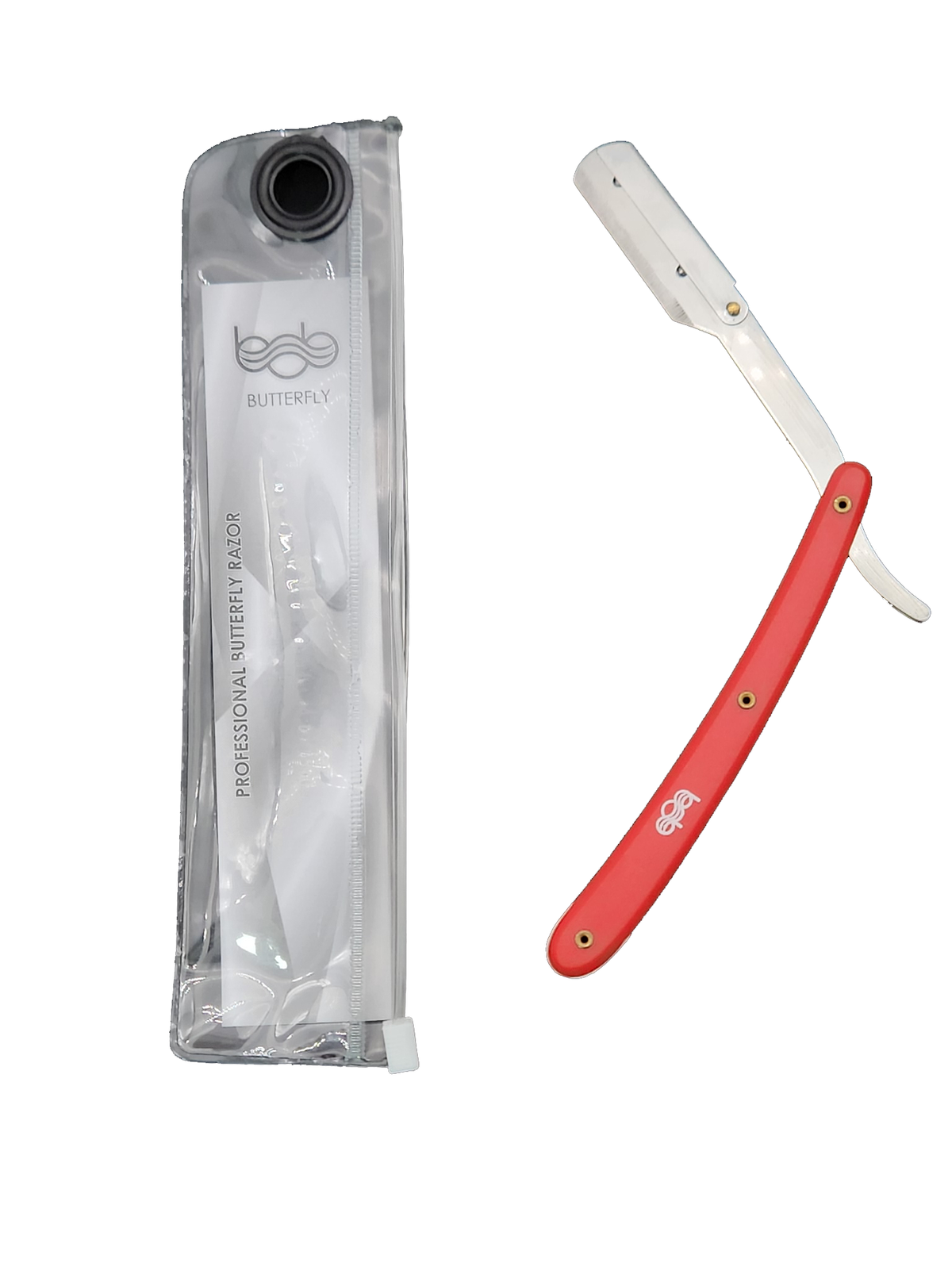 BOB Butterfly Plastic Handle Cut Throat Shaving Razor - Red - image 2