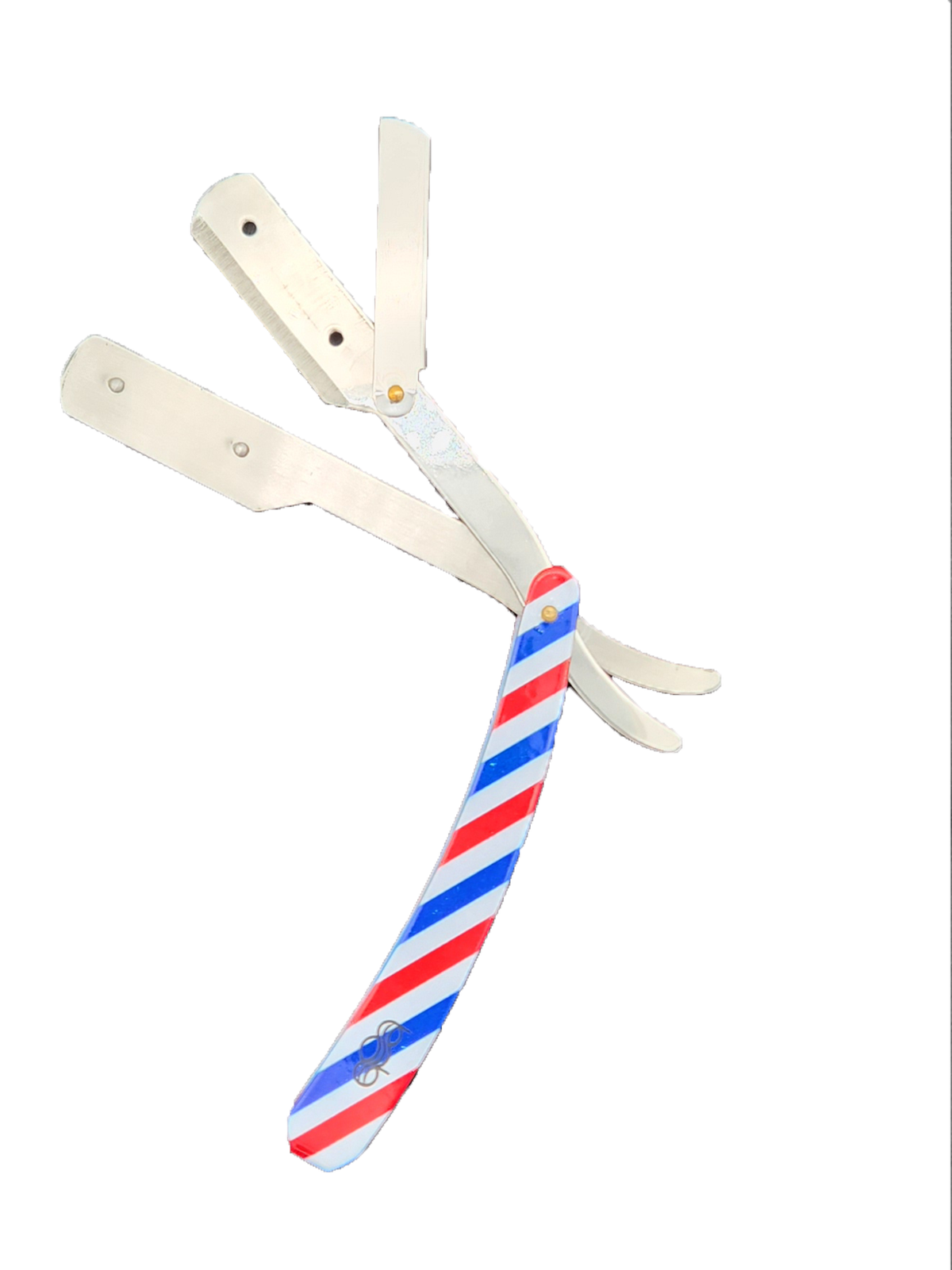 BOB Butterfly Metal Handle Cut Throat Shaving Razor - Barber Pole